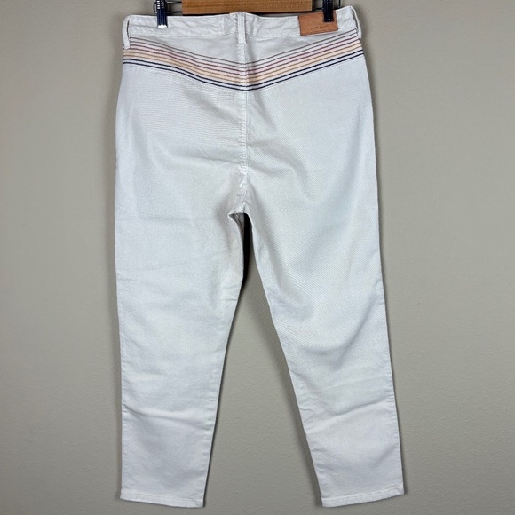 NWT Dear John Cream High Waist Crop Jeans w/ Rainbow Stripe Accent; Size 31 - Picture 6 of 11